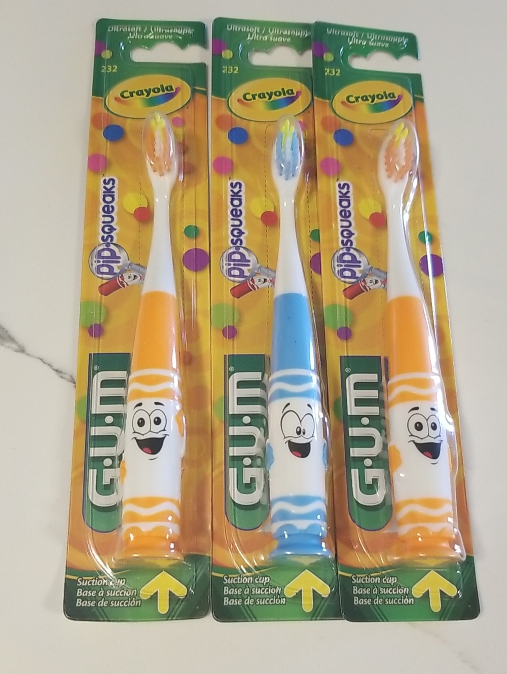 Crayola Kids Toothbrushes with Smiley Faces - Orange & Blue